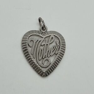 Vtg 925 Sterling Silver Mother Cutout Heart Charm / Pendant
